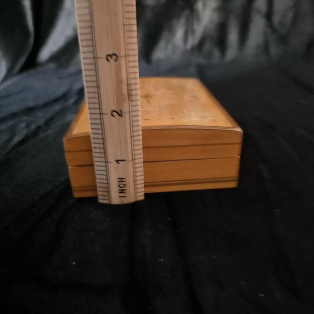 VTG Italian Sorrento Ware Inlaid Wood Trinket Jewelry Box – Foliate Scroll Italy